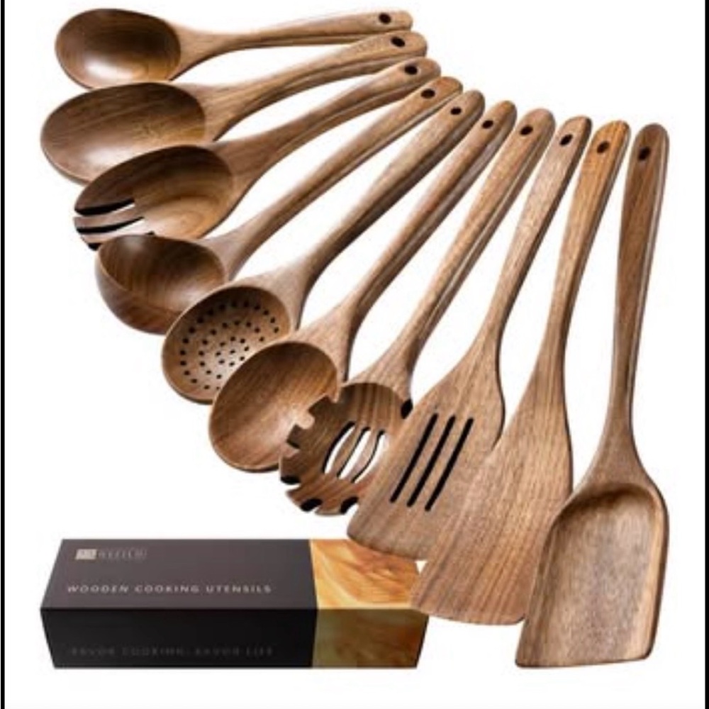 Wooden Cooking Utensil 10 Piece Acacia Wood Set